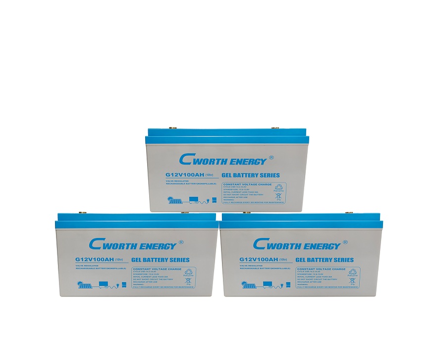 Cworth Gel Battery paired with solar panel array